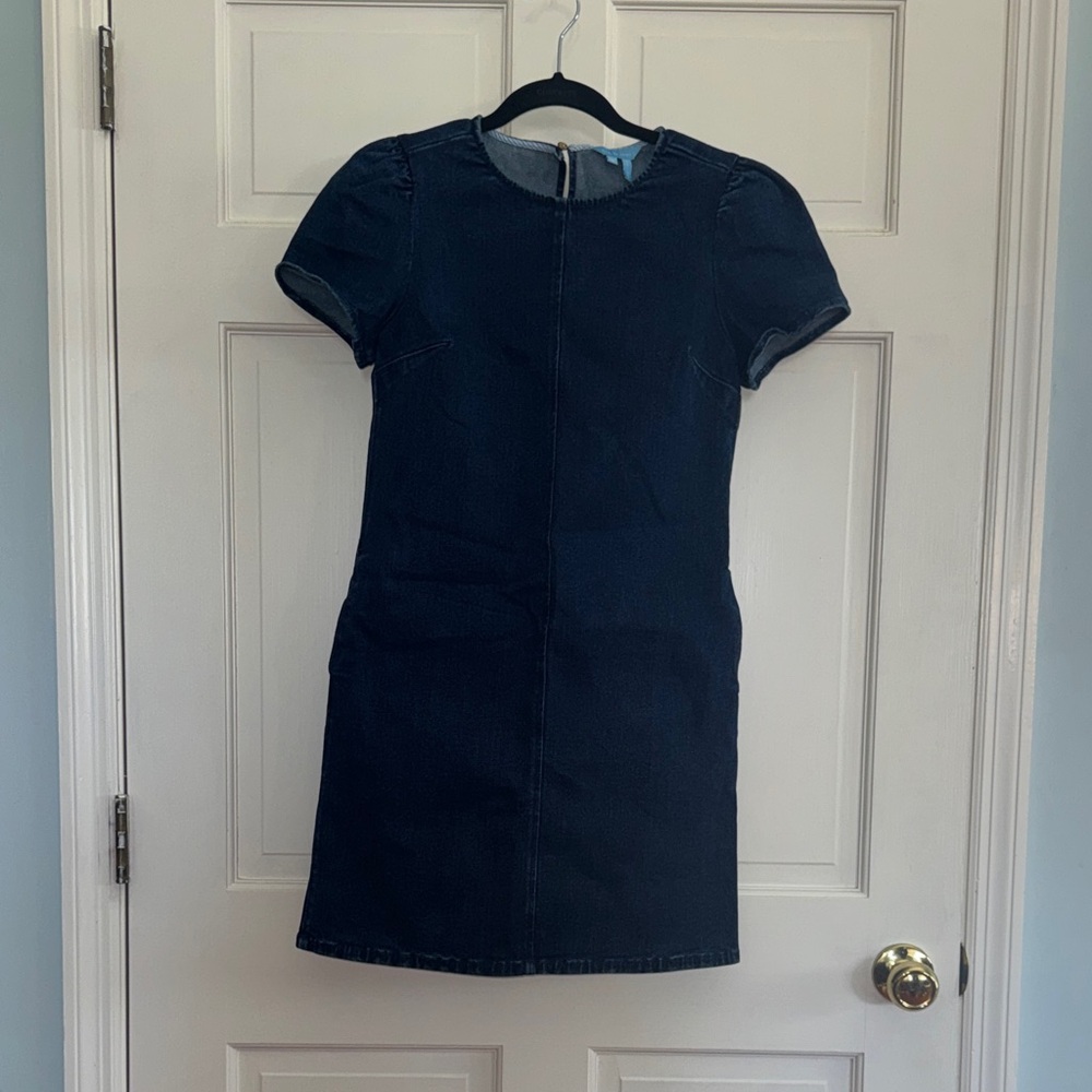 Draper James Navy Short-Sleeve Mini Shift Dress